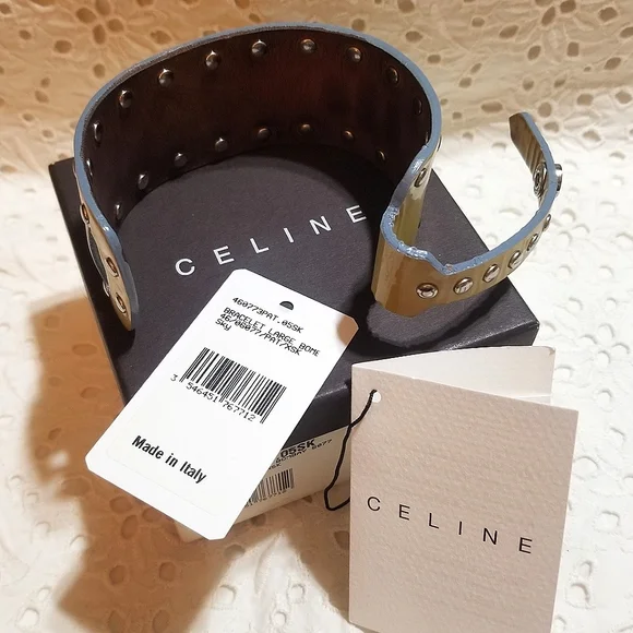 CELINE Made In Italy Patent and Tanned Calf Bombay Sky Bracelet - Picture 3 of 7